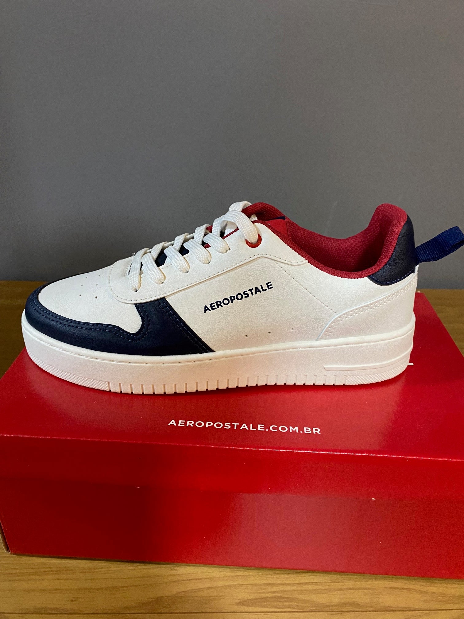 Tênis Aéropostale Casual Retrô Basket - Branco/Azul/Vermelho