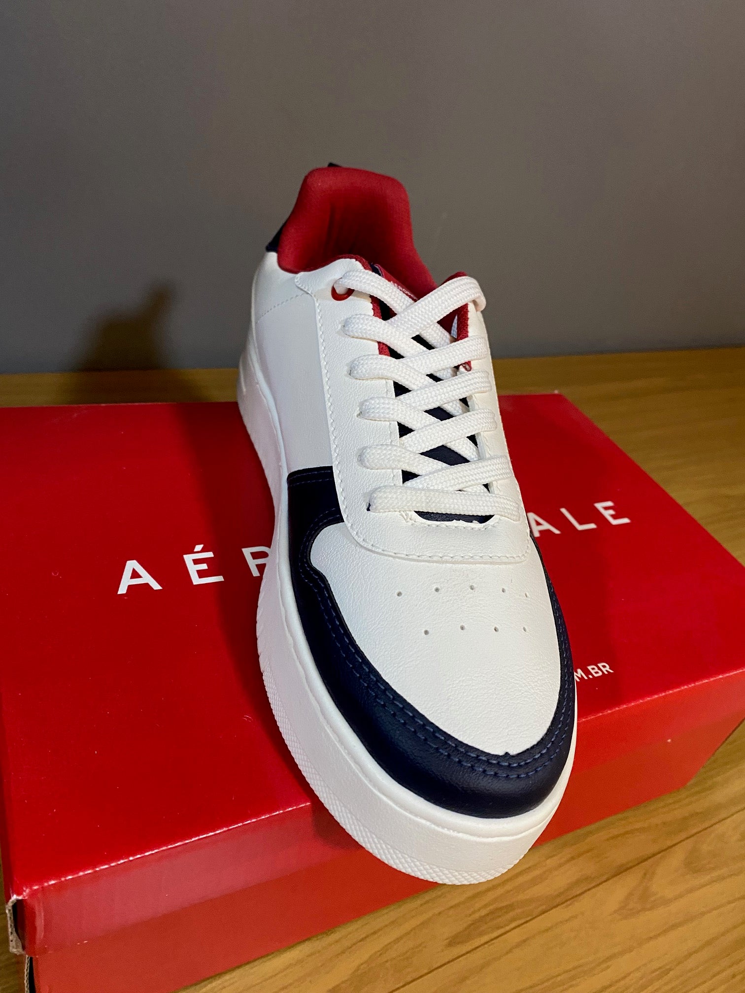 Tênis Aéropostale Casual Retrô Basket - Branco/Azul/Vermelho