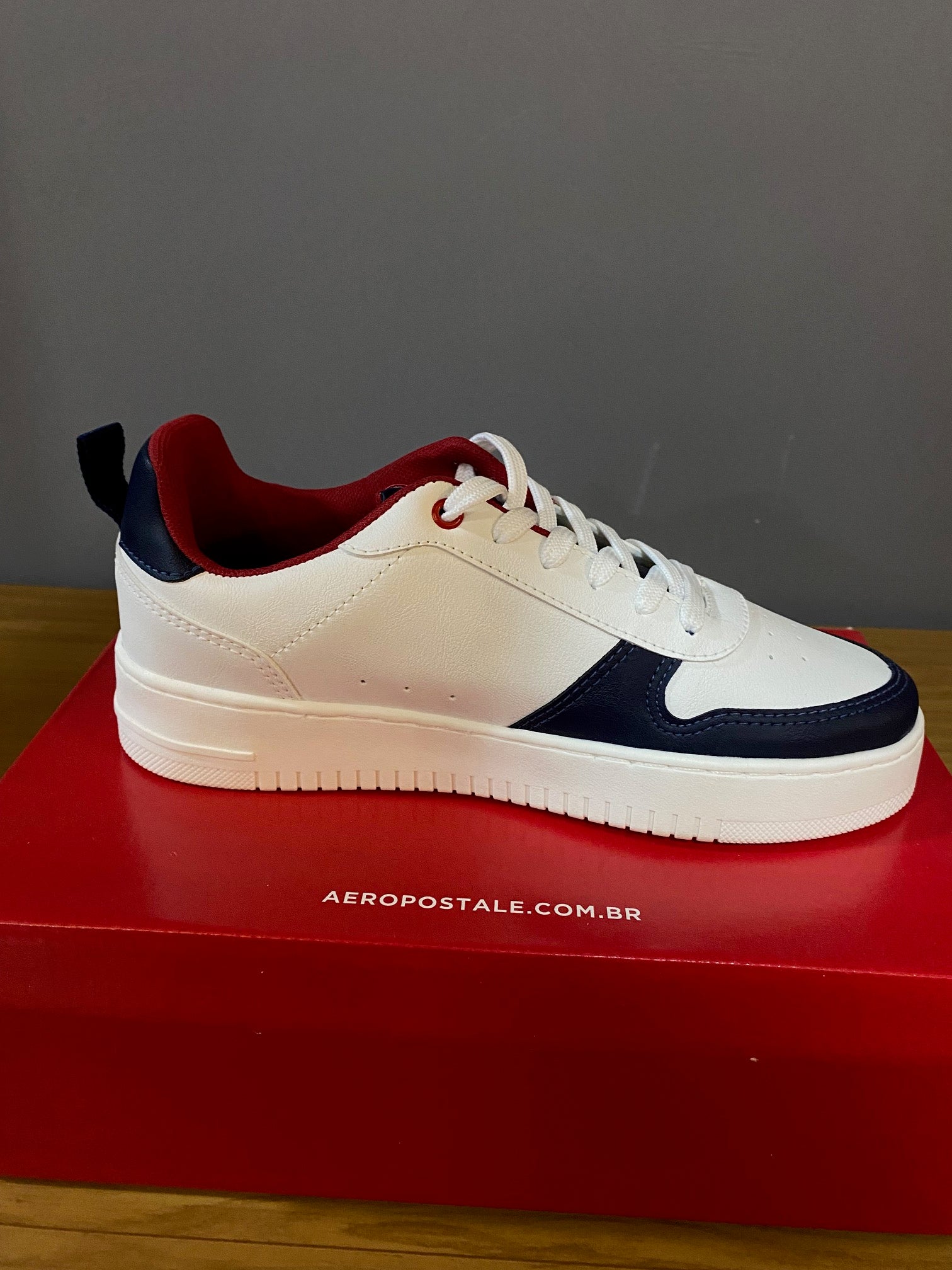Tênis Aéropostale Casual Retrô Basket - Branco/Azul/Vermelho