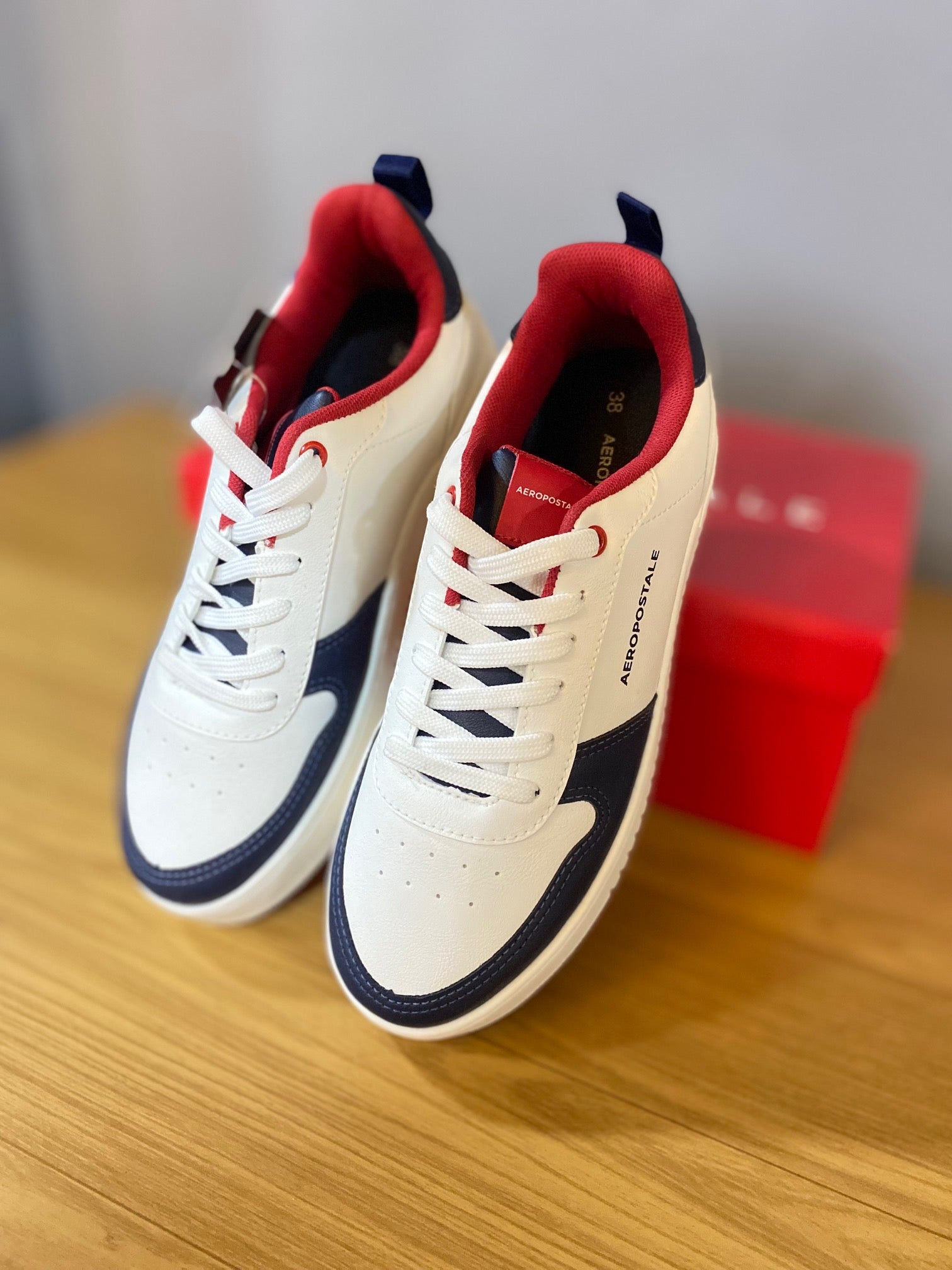 Tênis Aéropostale Casual Retrô Basket - Branco/Azul/Vermelho