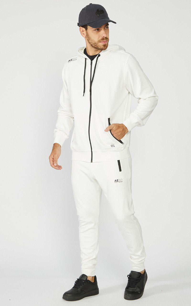 Conjunto de Moletom Aéropostale Platinum com Zíper Off-White