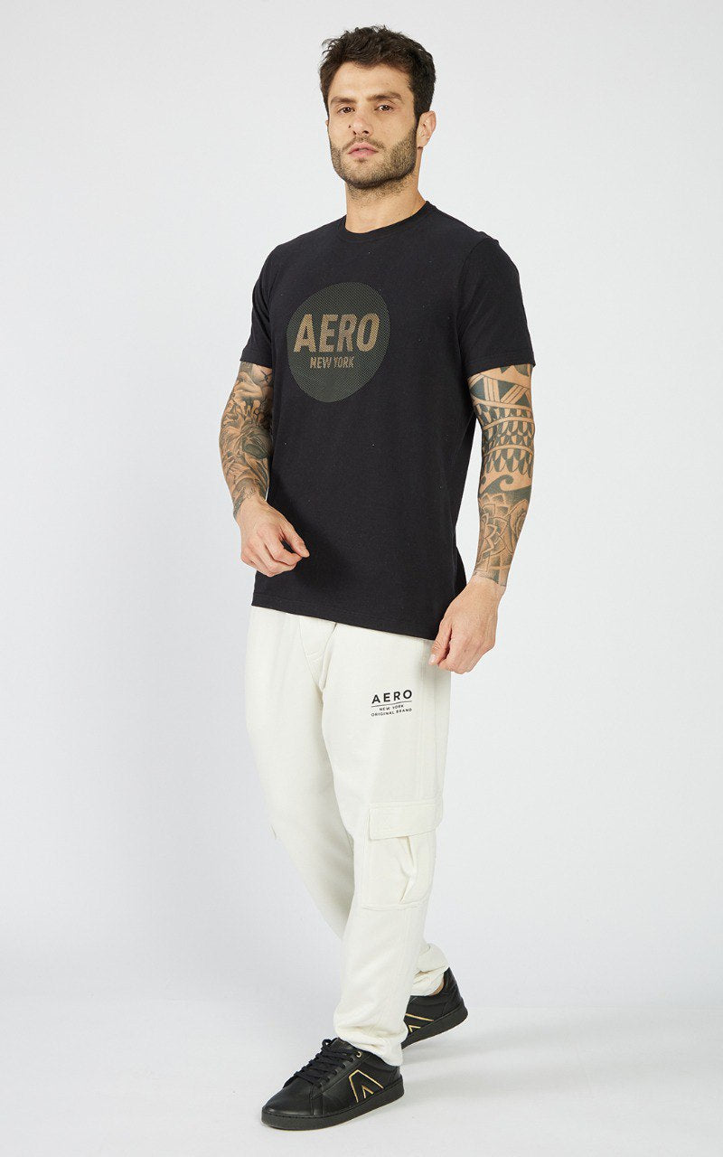 Camiseta Aéropostale Platinum com Logo Circular - Preta