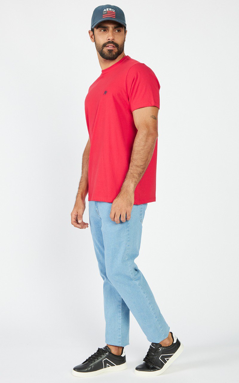 Camiseta Aéropostale com Logo A87 Bordado - Vermelha
