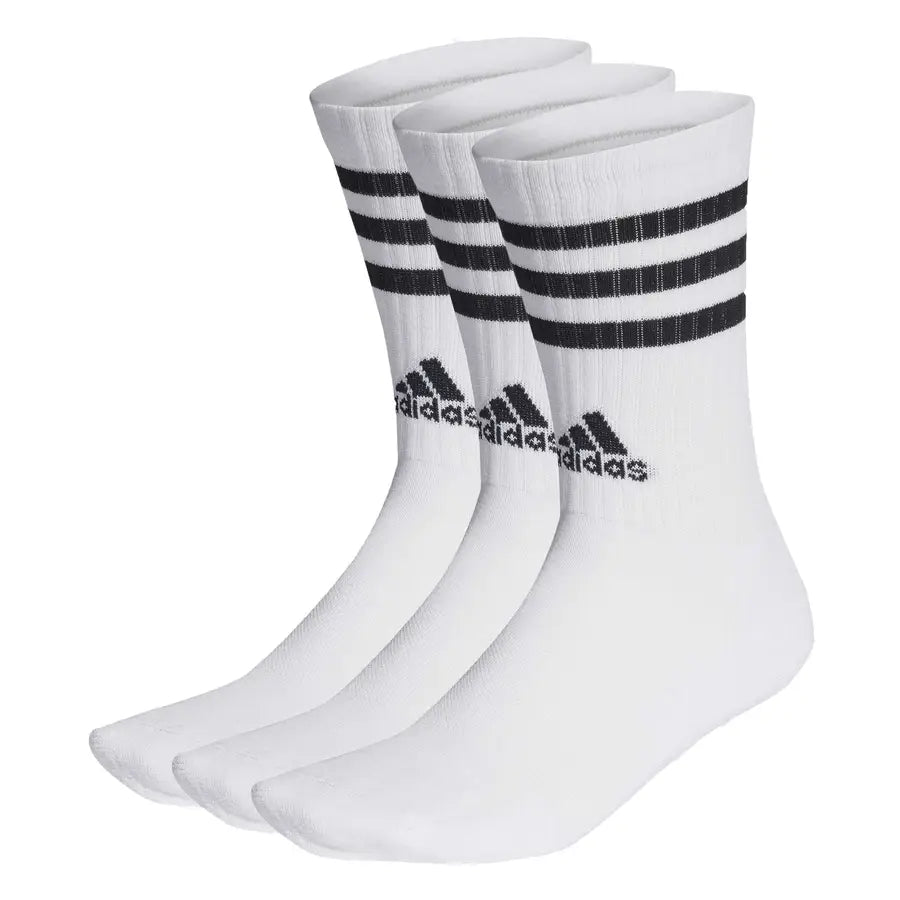 Kit 3 Pares de Meias Adidas Cano Médio 3-Stripes Cushioned - Branca