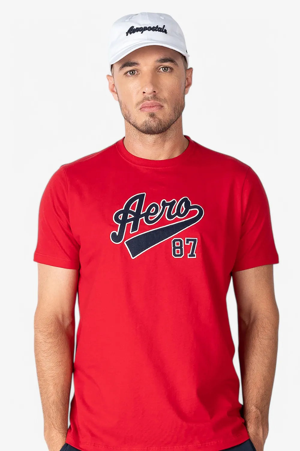Camiseta Aéropostale com Logo Bordado "Aero 87" - Vermelha