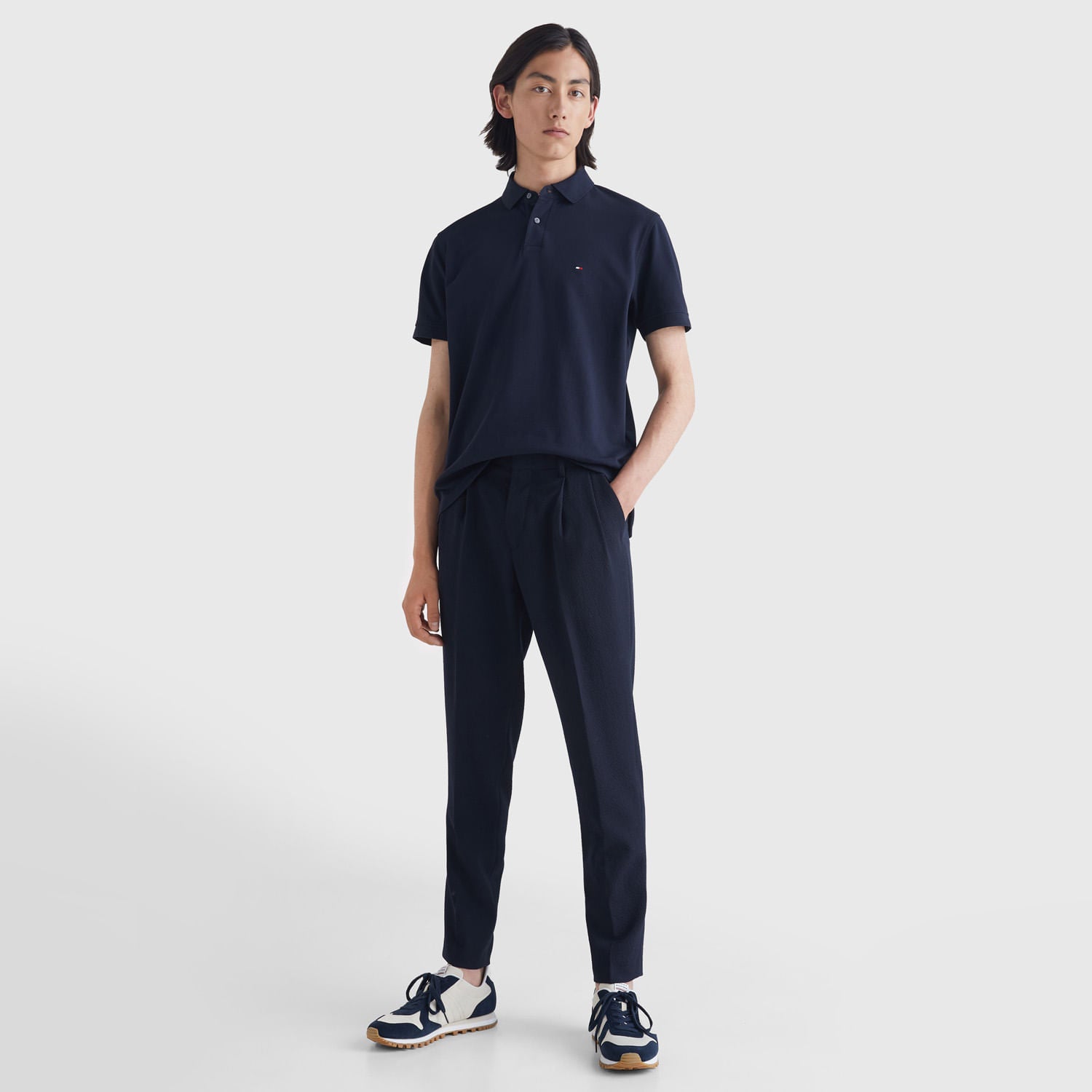 Polo Tommy Hilfiger 1985 Clássica em Piqué - Azul Marinho