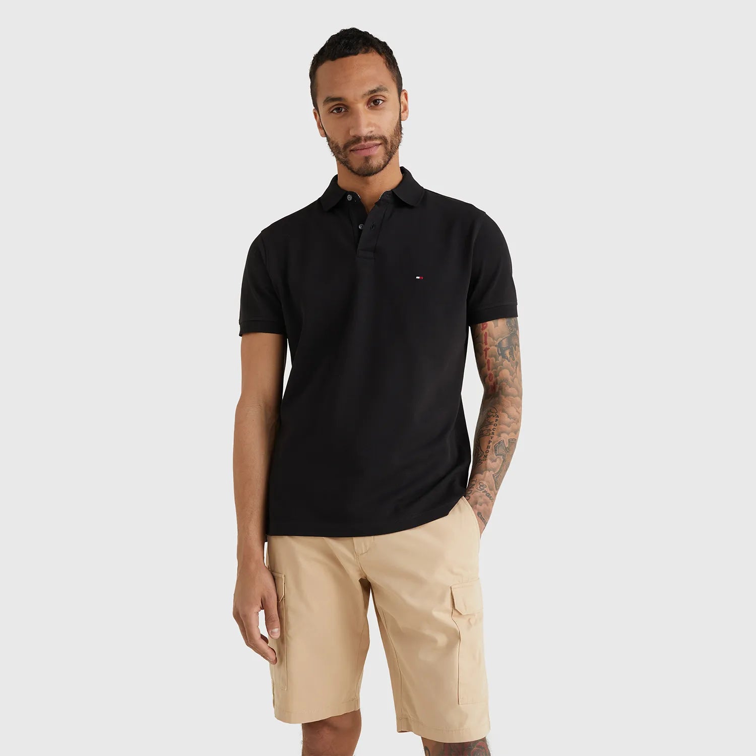 Polo Tommy Hilfiger Clássica 1985 Regular Fit - Preta