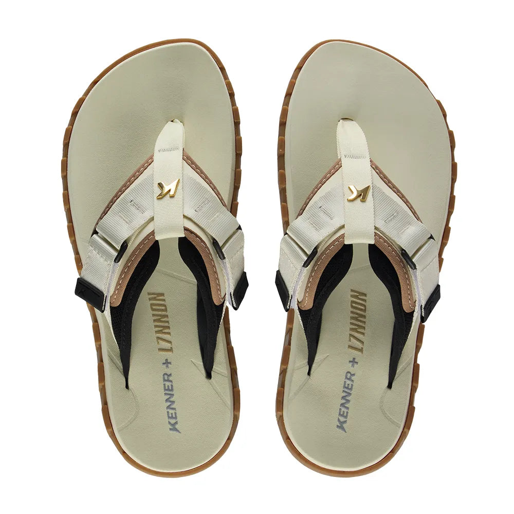 Sandália Kenner Megah  L7NNON Plus Masculina Creme e Preto
