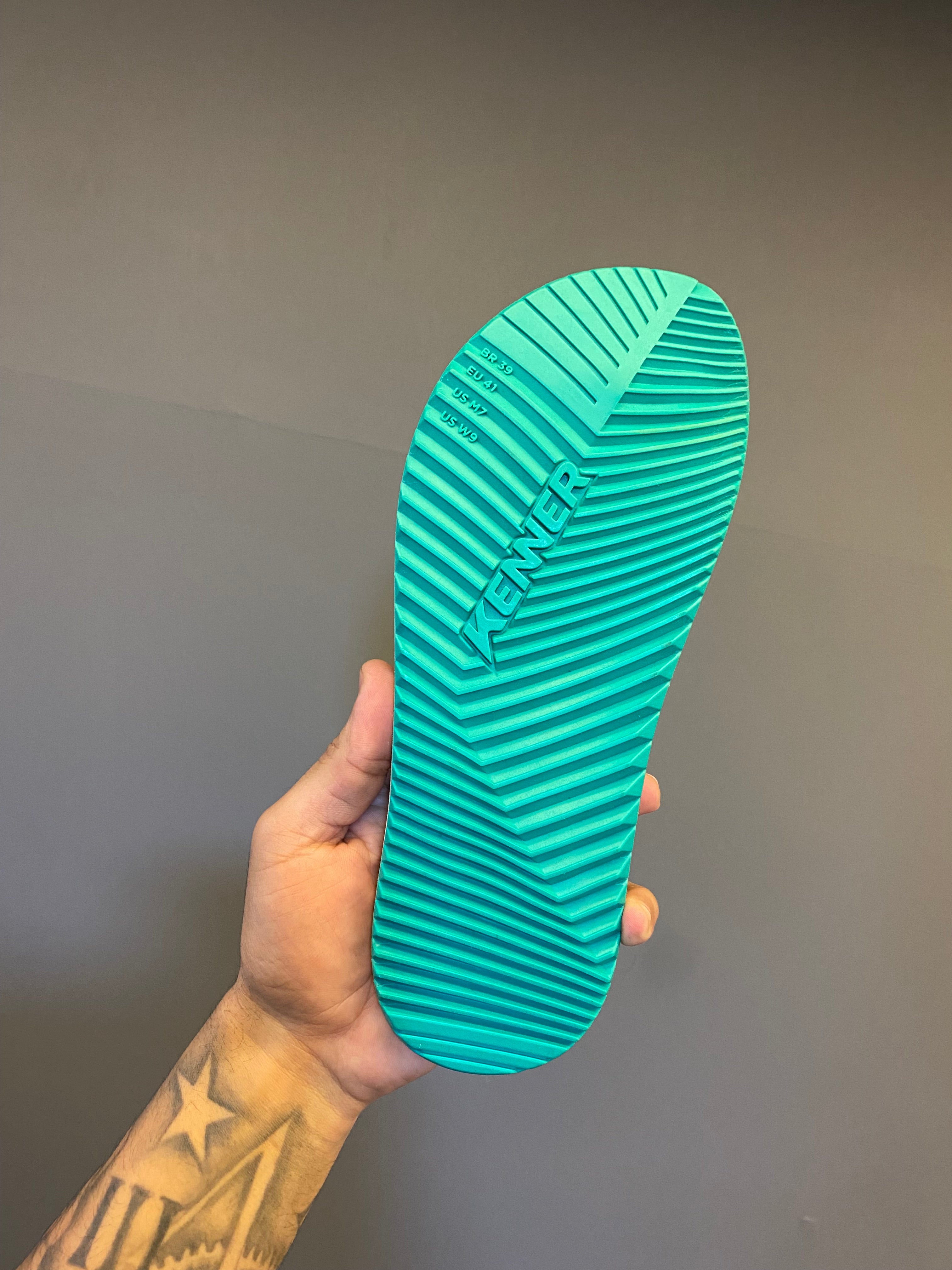 Chinelo Kenner Kivah com Maxi Logo - Branco/Verde Água