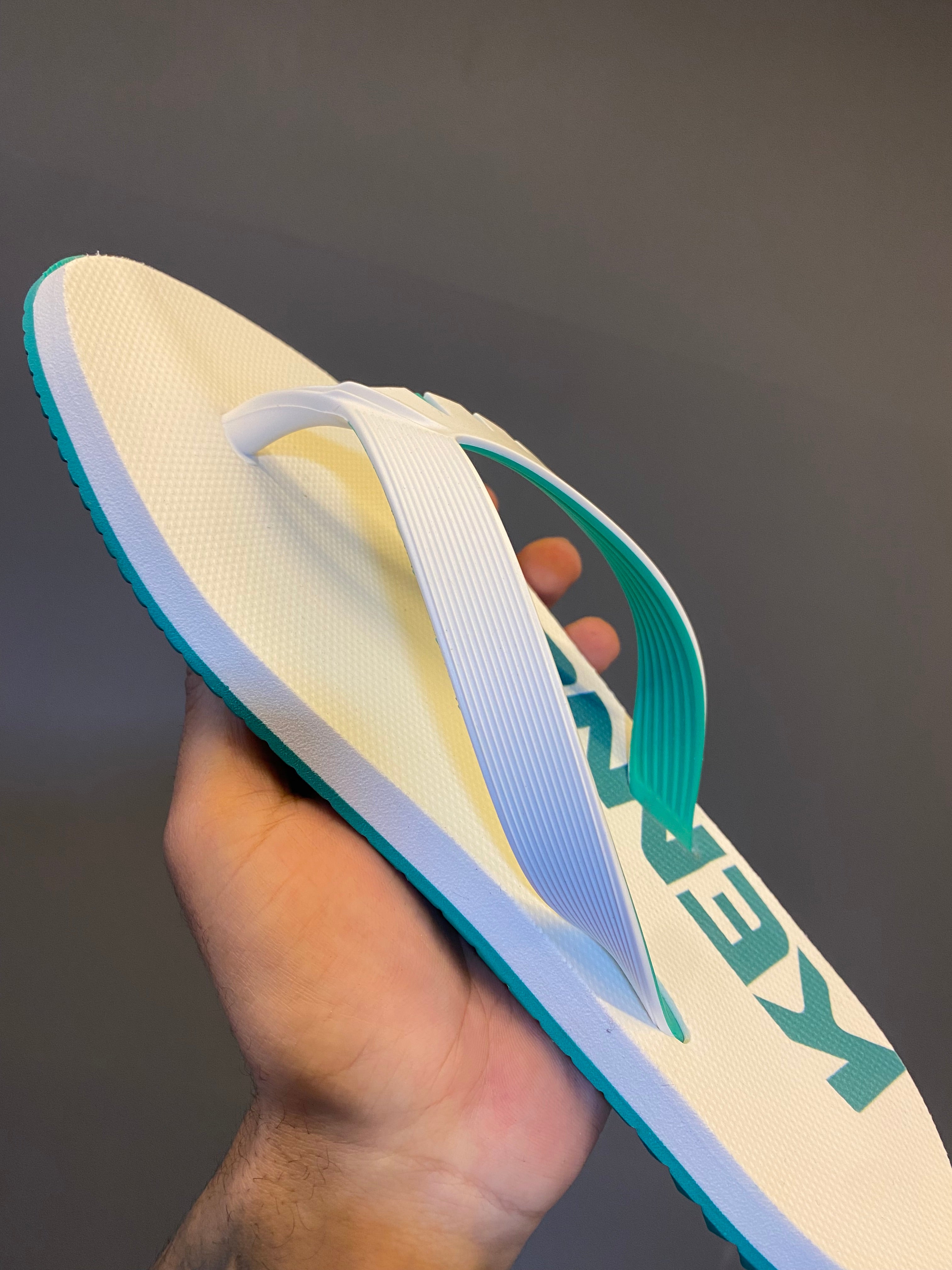 Chinelo Kenner Kivah com Maxi Logo - Branco/Verde Água