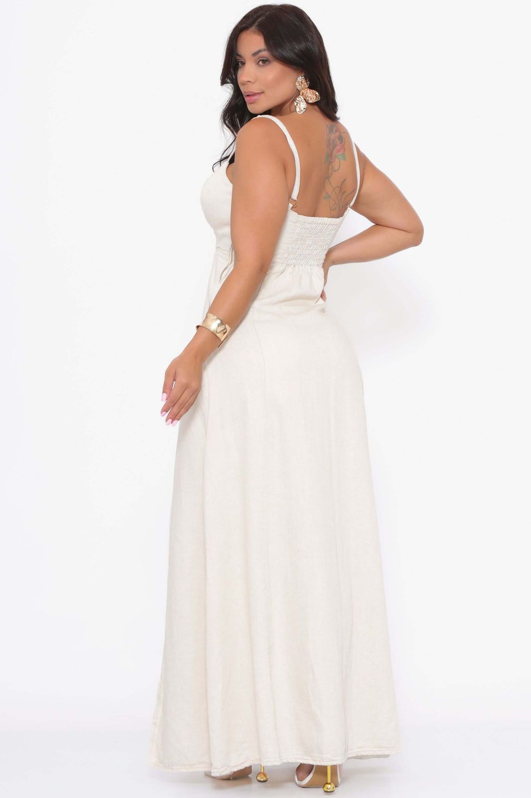 Vestido Longo Em Linho