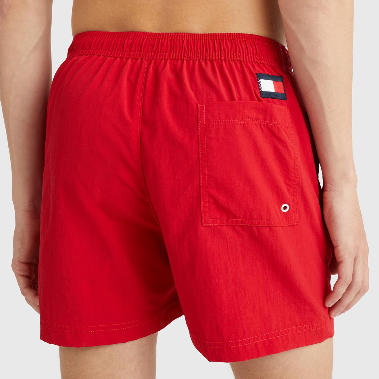 Shorts de Banho Tommy Hilfiger com Bandeira Lateral Vermelho