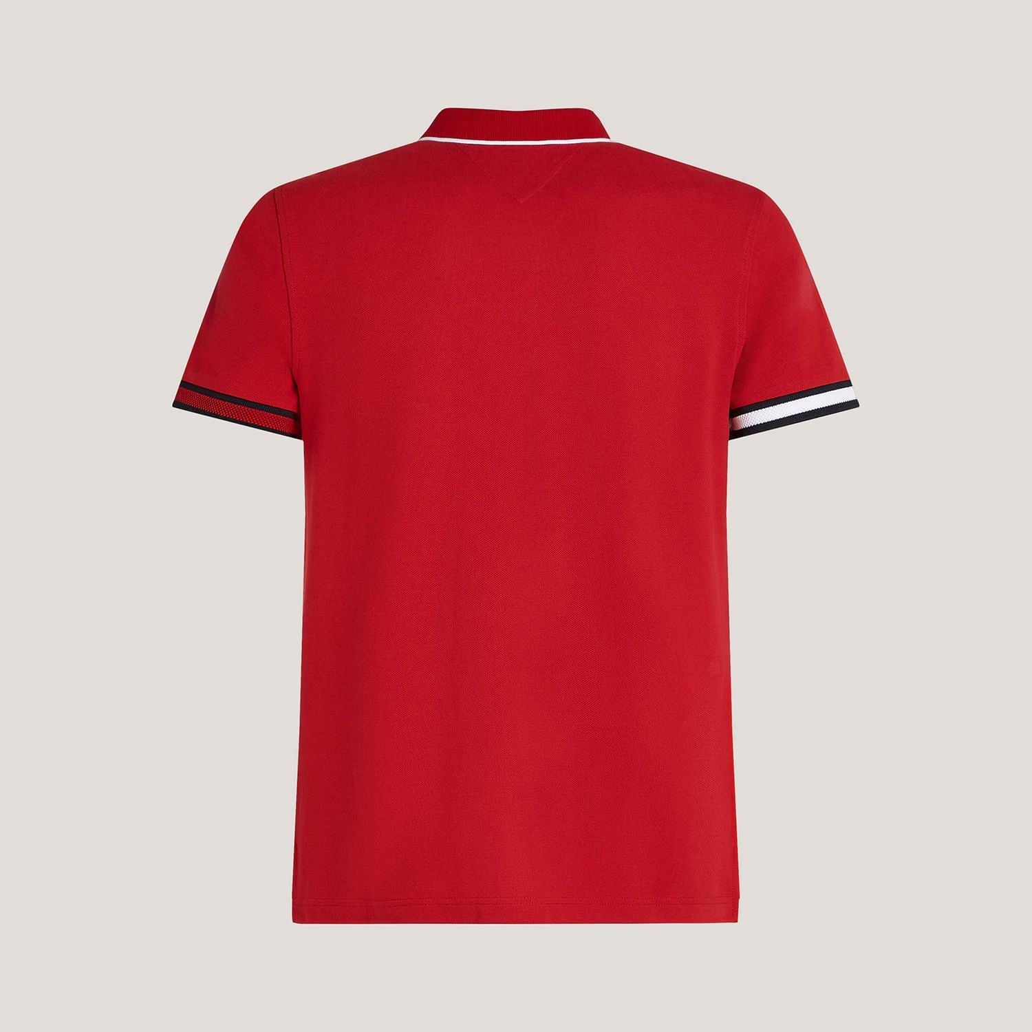 Polo Tommy Hilfiger Flag Cuff Slim Fit Vermelha em Algodão Orgânico