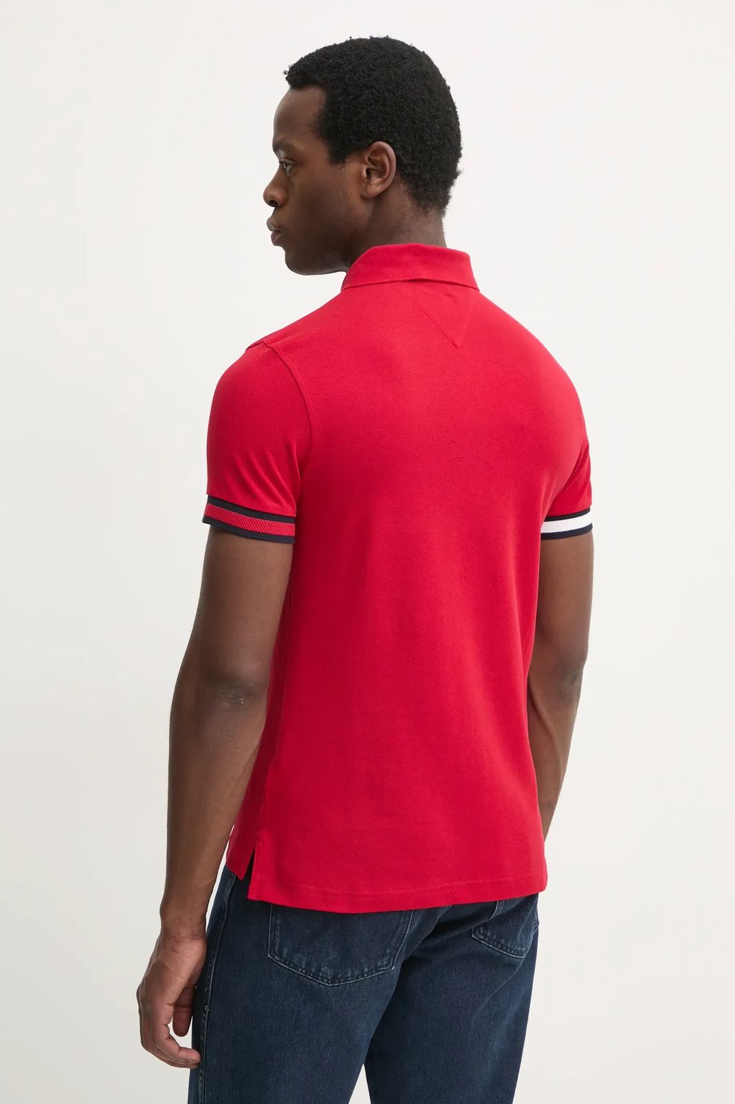 Polo Flag Cuff Slim - Tommy Hilfiger em Algodão Orgânico.