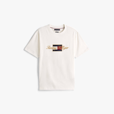 Camiseta Tommy Hilfiger com Logo Monograma Bordado - Off White