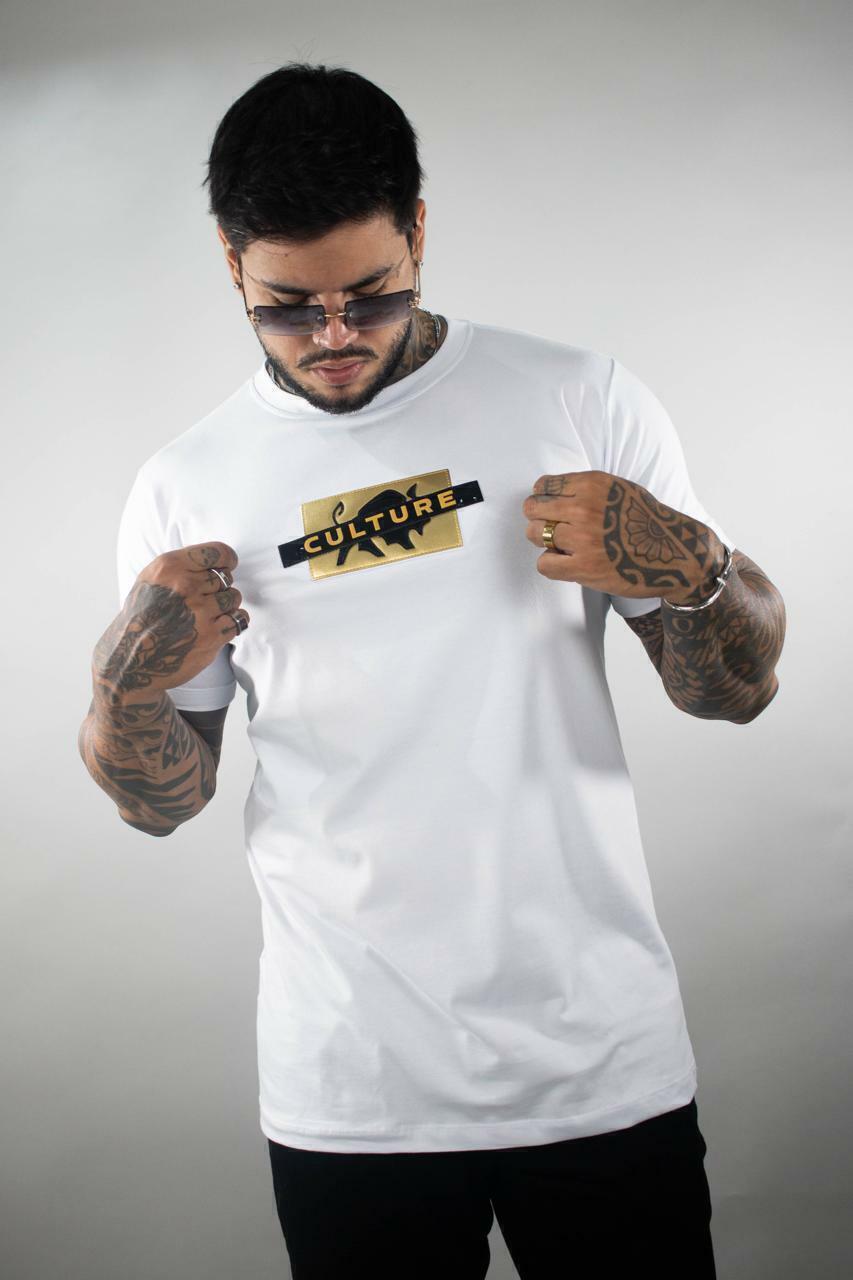 Camiseta Effel Culture "Gold Bar" Slim Fit Branca