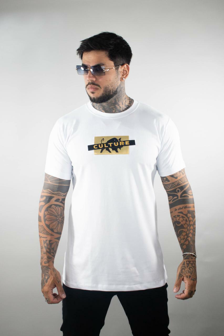 Camiseta Effel Culture "Gold Bar" Slim Fit Branca