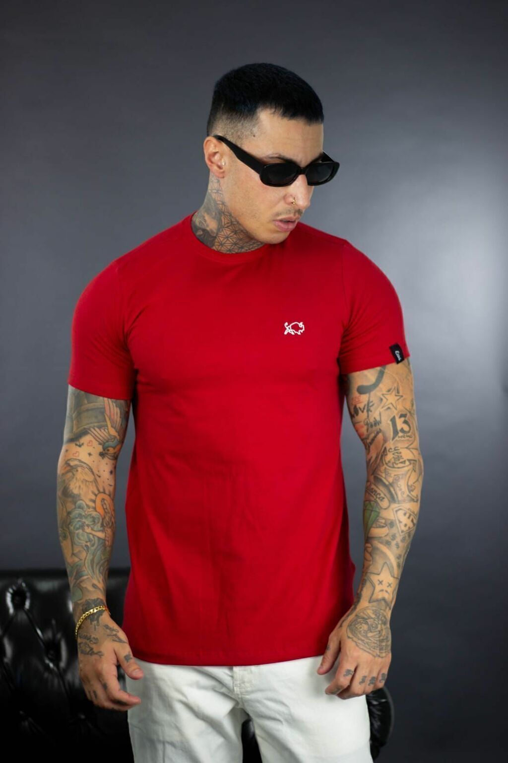 Camiseta Effel Culture Slim Fit de Algodão com Mini Logo - Vermelha