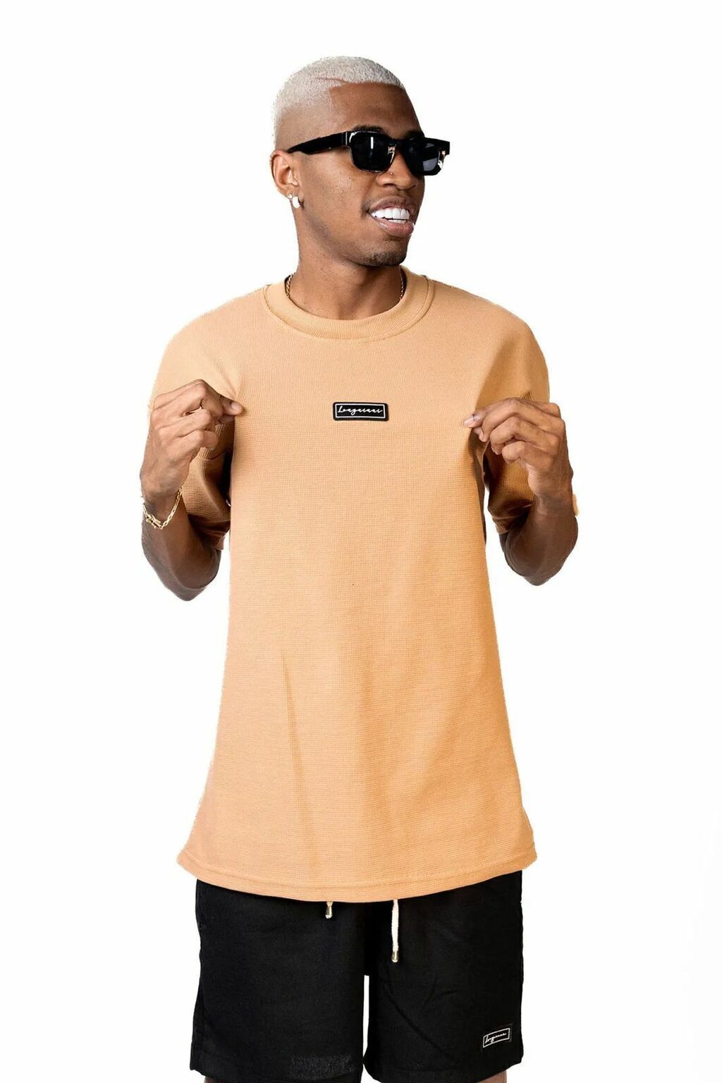 Camiseta Longuini Oversized em Malha Inglesa - Caramelo