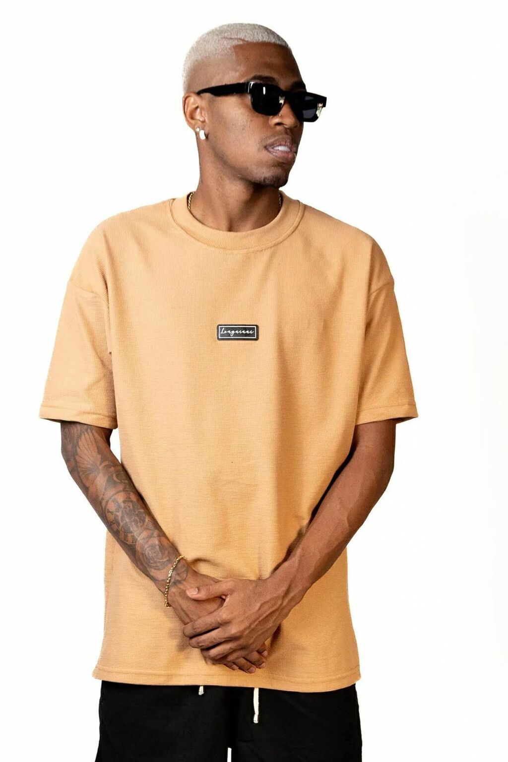 Camiseta Longuini Oversized em Malha Inglesa - Caramelo