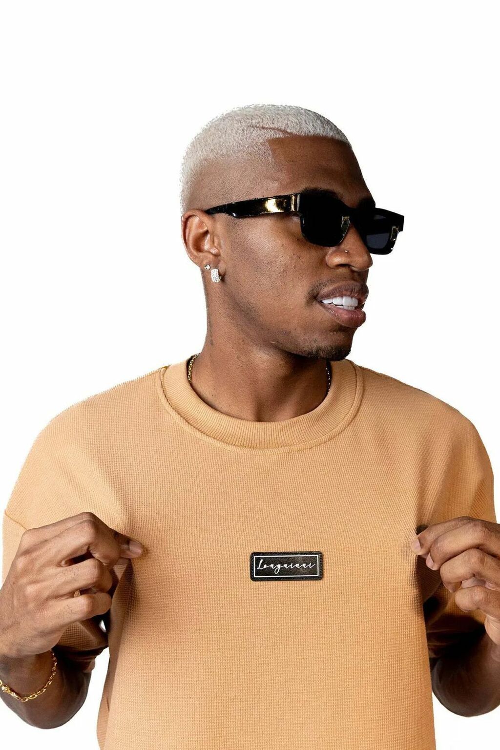 Camiseta Longuini Oversized em Malha Inglesa - Caramelo