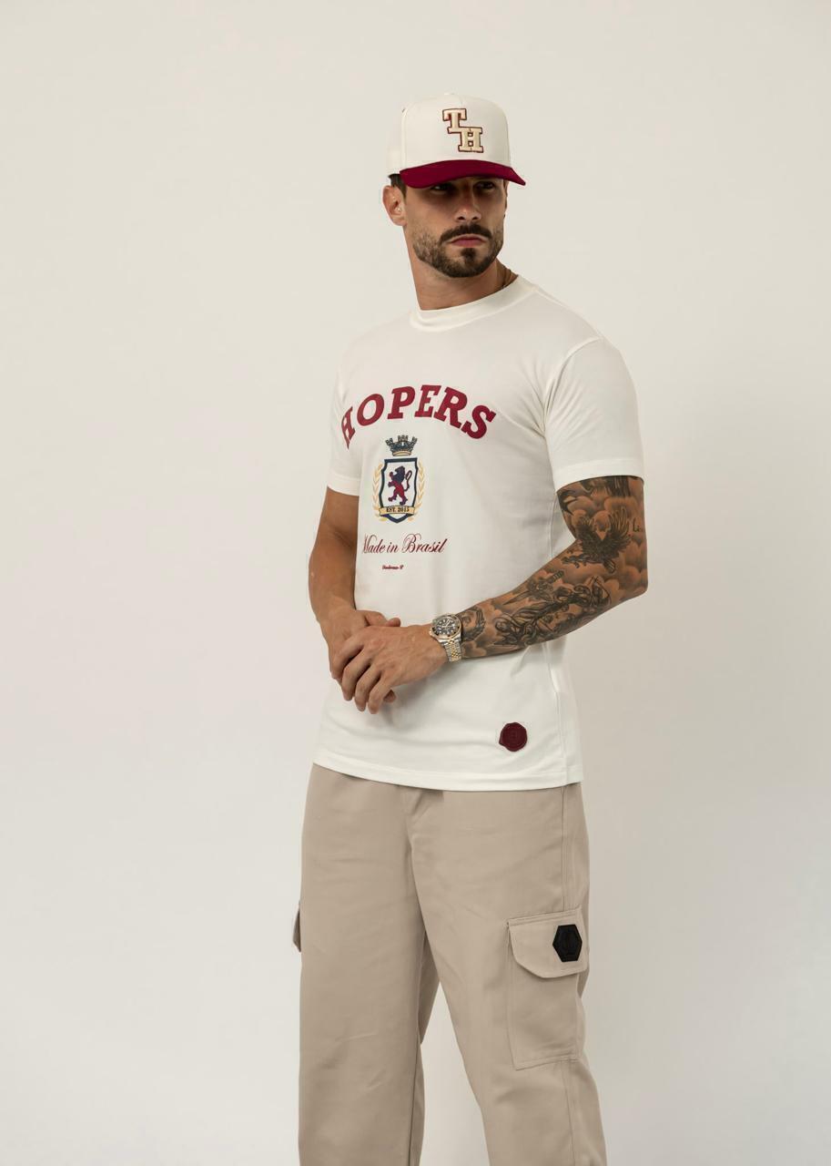 Camiseta The Hopers Slim Fit Brasão Lion - Off White