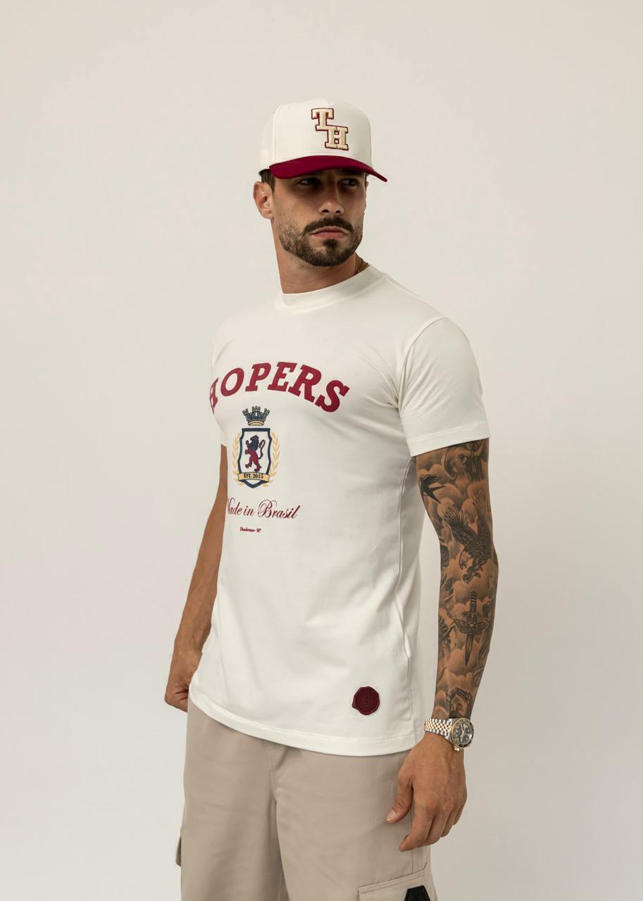 Camiseta The Hopers Slim Fit Brasão Lion - Off White