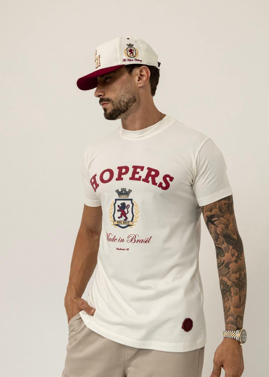 Camiseta The Hopers Slim Fit Brasão Lion - Off White