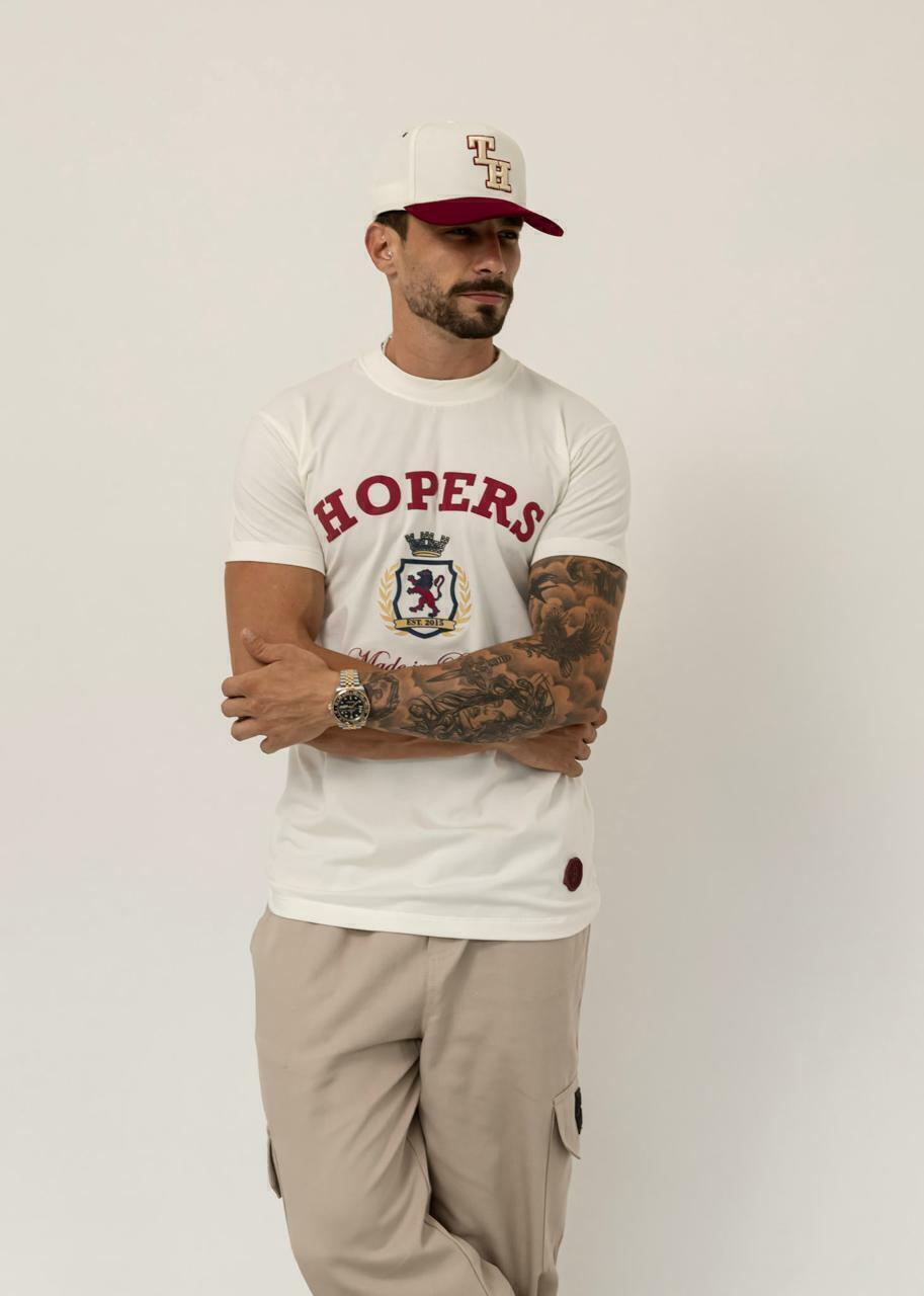 Camiseta The Hopers Slim Fit Brasão Lion - Off White