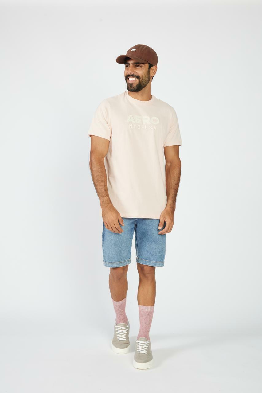 Camiseta Aéropostale com Logo Bordado Rosa Claro