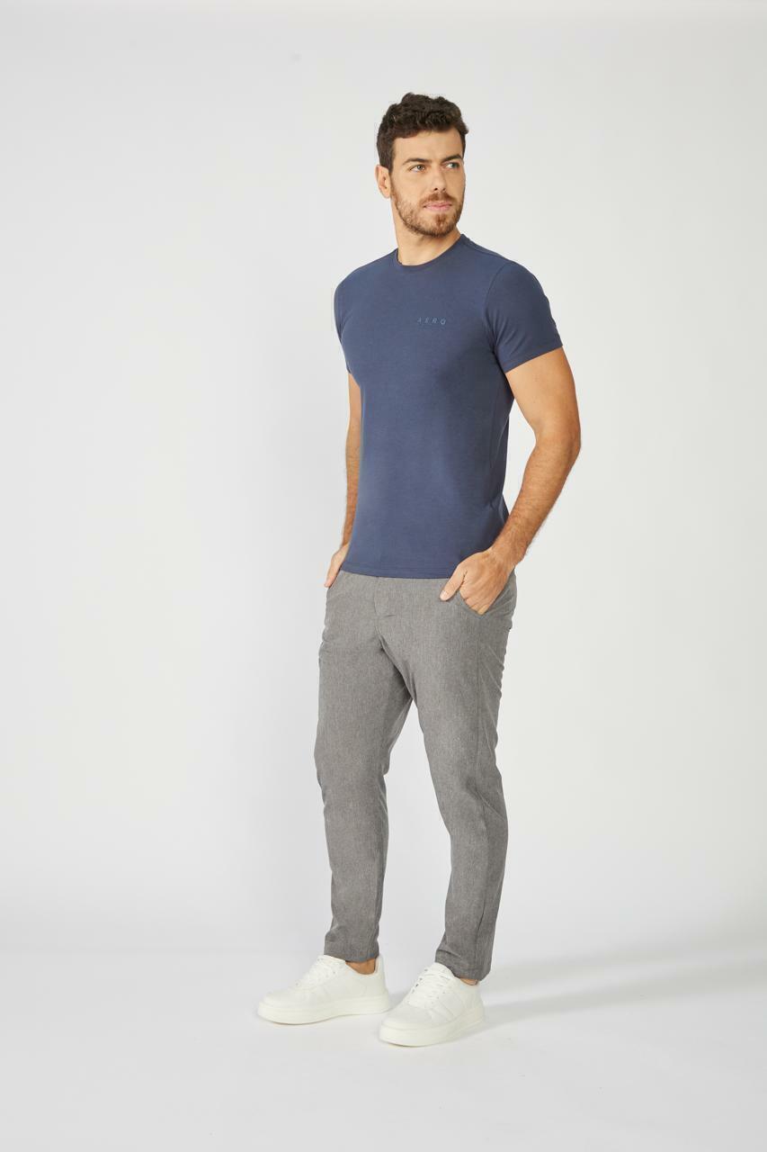 Camiseta Aéropostale Slim Fit de Algodão com Mini Logo Azul