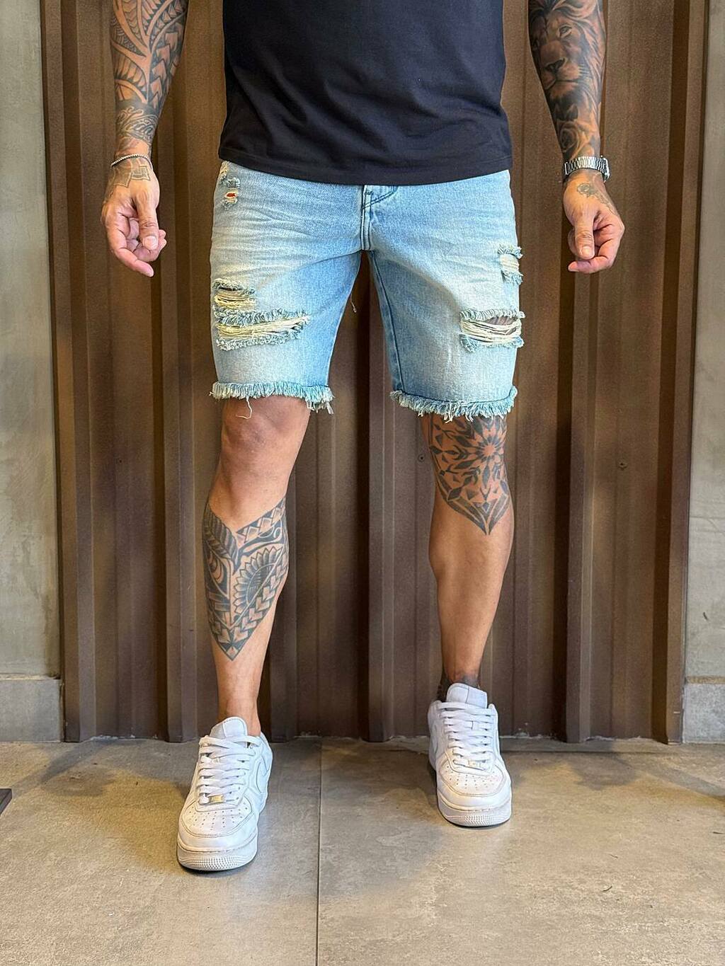 Bermuda Jeans Jay Jones Slim Destroyed - Delavê