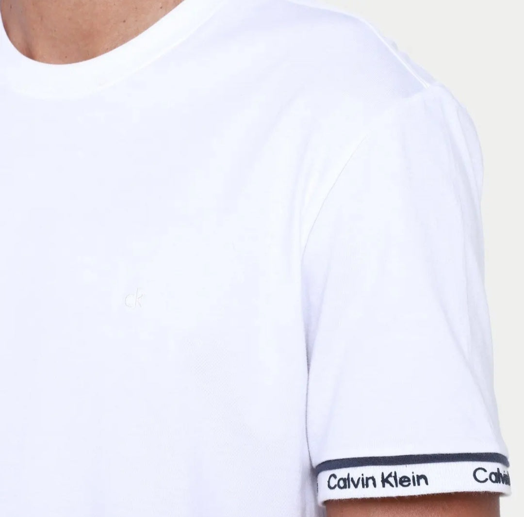 Camiseta Masculina Ck Punho Logo Branco Calvin Klein - White Label