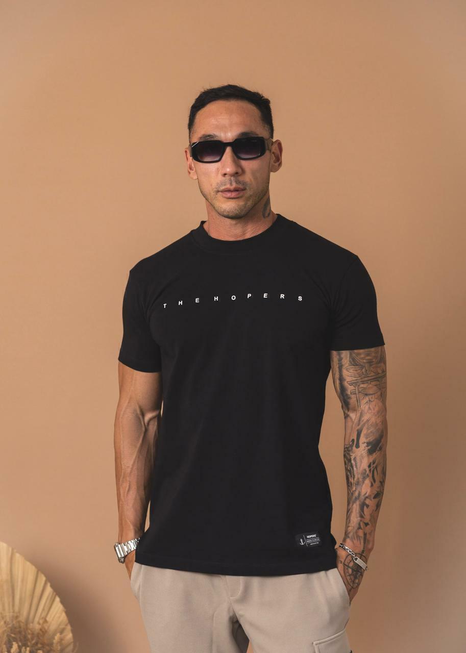 Camiseta The Hopers Slim Fit Letter - Preta