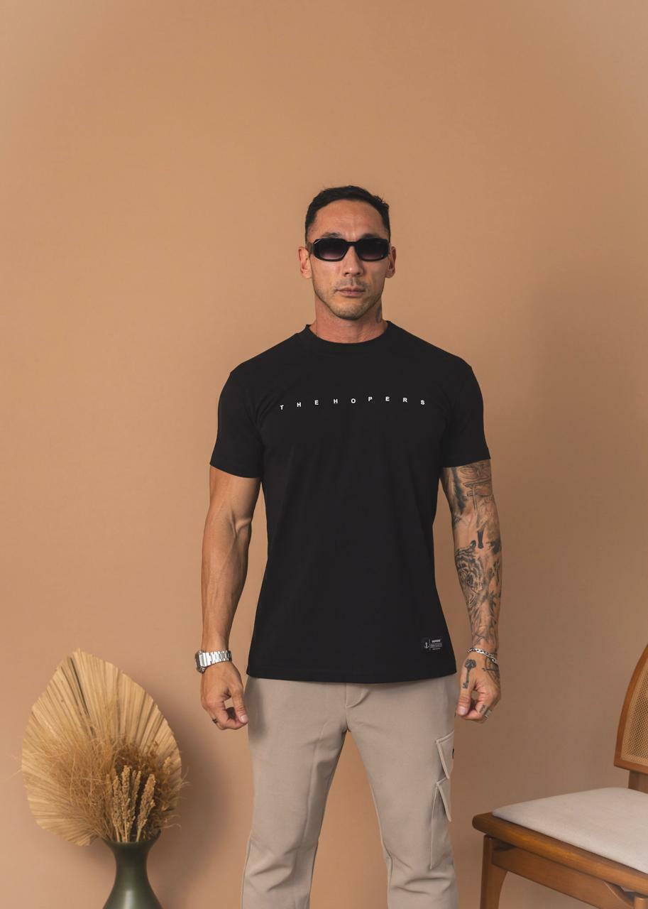 Camiseta The Hopers Slim Fit Letter - Preta