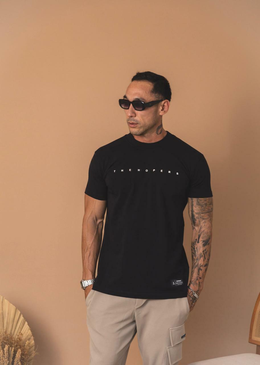 Camiseta The Hopers Slim Fit Letter - Preta