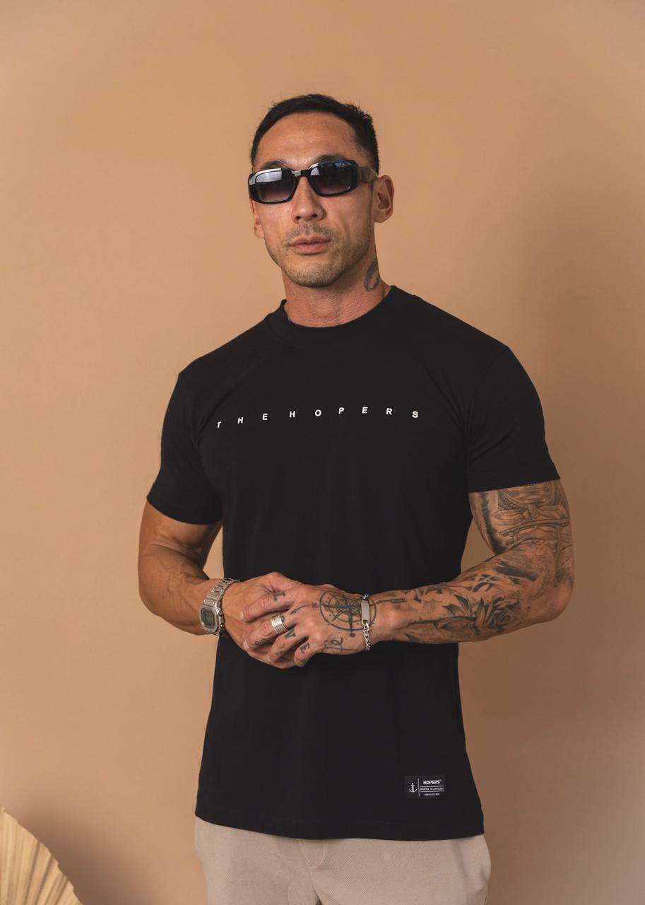 Camiseta The Hopers Slim Fit Letter - Preta
