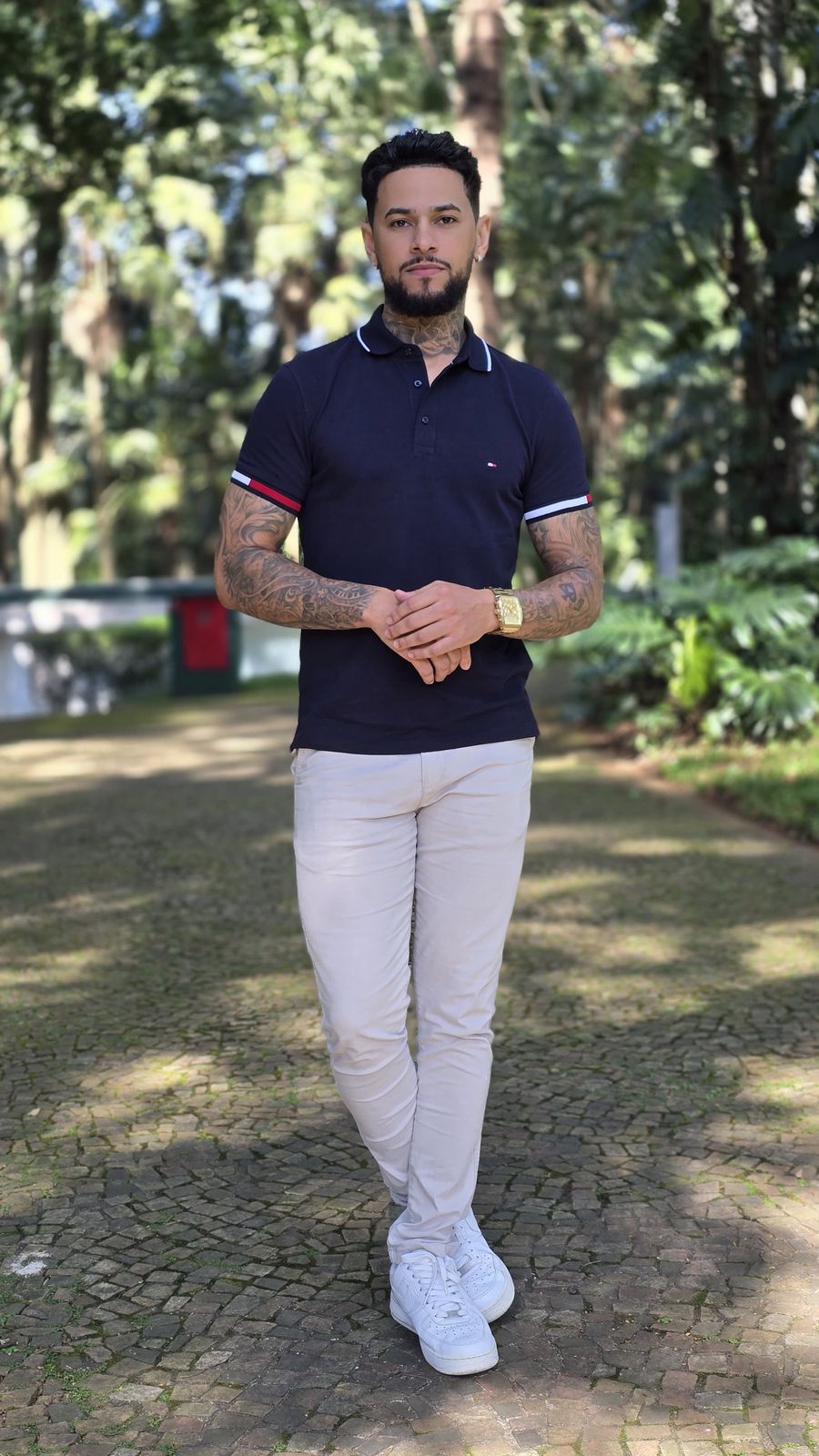 Polo Flag Cuff Slim Fit- Tommy Hilfiger em Algodão Orgânico.